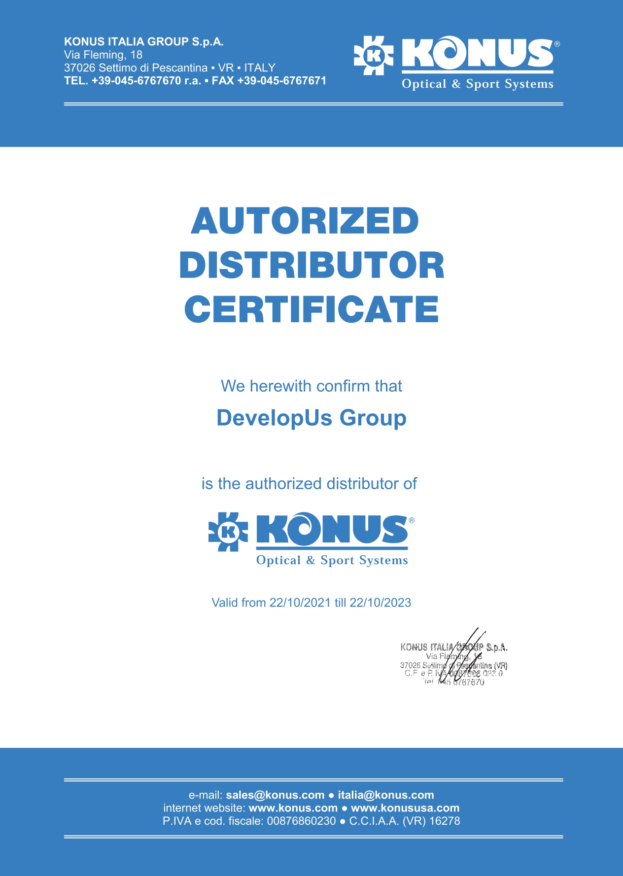 DevelopUs Group официальный представитель Konus в России